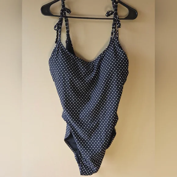 Swimsuit XL (16) Black Polka Dot Shade And Shore One Piece NWT - Picture 3 of 15